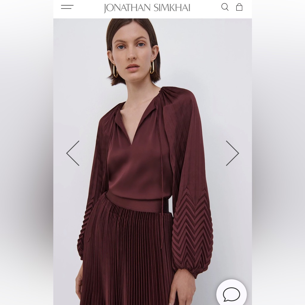 Nwot Jonathan Simkhai Wanda Pleated Top